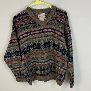 Vintage Woolrich Wool Blend Aztec Nordic Sweater Size Small Made in USA